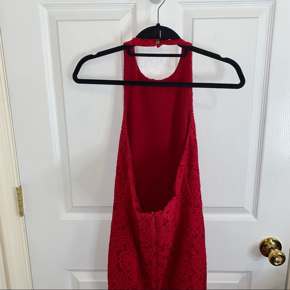 HOUSE OF CB RED MILAY LACE MINI HALTER NECK DRESS SIZE SMALL - Picture 7 of 13